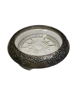 Plato posavasos de vino con borde de rosa de plata esterlina Frank M Whiting de colección Foto 1 de 4