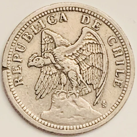 1933 Chile Peso KM# 176.1 Circulated Condition Cover