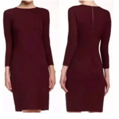 VINCE Womens Draped Crew Neck Dress Crepe Stretch Burgundy Size XS Career - Image 1 of 4