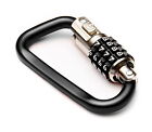 EyezOff 3.5" Carabiner Aluminum Multi Purpose Lock 4-Dial Combination (Black)