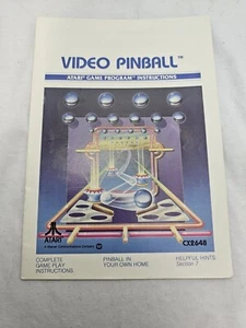 Video Pinball Original Game Program Instructions Atari 2600 Authentic 1980 - Picture 1 of 2