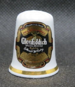 ENGLISH BONE CHINA THIMBLE - Whisky Glenfiddich - Picture 1 of 1
