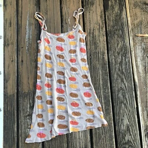 Munki Heather Ross Fabric Nightgown M Brown Cupcakes Sweets Desserts Pajamas PJs - Picture 1 of 6