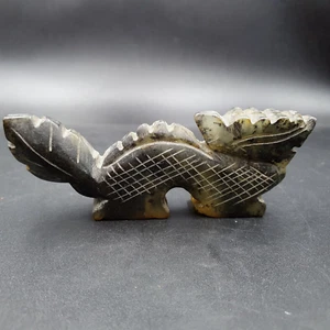 AA Antique Stone carving Jade stone Dragon Figurine Amulet Bead Pandant - Picture 1 of 12
