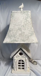 A Homestead Shoppe AHS BIRD HOUSE Accent Lamp Pastel Green & White Shabby Chic - Picture 1 of 7