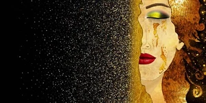 IMAGEN TIME4 Gustav Klimt impresión imagen lágrimas en marco de cuña lienzo 120x60 - Imagen 1 de 4