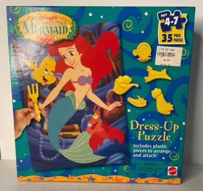 Vintage 1997 Mattel 41466 The Little Mermaid Dress-Up Puzzle Founder NIOB 35PC - Image 1 of 4