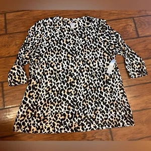Chicos cheetah print shirt women’s XL long sleeve top leopard animal NWT Comfy - Picture 1 of 9