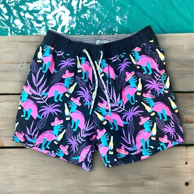 Party Pants Board Shorts Taco Dinosaurs in Sombreros Drinking Beer Mens Size XS - Image 1 of 4