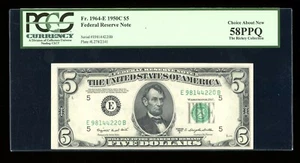DBR 1950-C $5 FRN Richmond Fr. 1964-E PCGS 58 PPQ Serial E98144220B - Picture 1 of 2