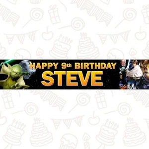 2 x Star Wars Yoda Personalised Birthday Banners - Picture 1 of 1