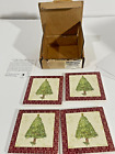 Comfort & Joy Christmas Tree Stone Stoneware Coasters Set of 4 New