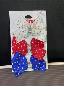 Claire's - 4th of July  - Set of 3 Red, White & Blue Patriotic Hair Clips - New - Picture 1 of 3