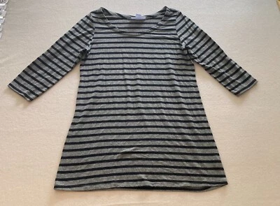 Motherhood Maternity Top Womens Medium Gray Striped Scoop Neck Pullover T-Shirt - Image 1 of 4