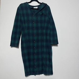 Vintage Miss Dorby Dress Womens Large Green Plaid Midi Christmas Holiday - Picture 1 of 7
