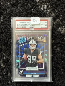 Brock Bowers 2024 Panini Donruss RC Rated Rookies Retro PSA 10 #9 Raiders - Picture 1 of 2