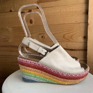 Skechers Women's US Size 9 Luxe Foam Festival Daisy Rainbow Wedge Sandal 3.5" H - Picture 1 of 9