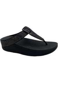 FitFlop Isabelle Crystal Toe Post Sandals Black - Picture 1 of 3