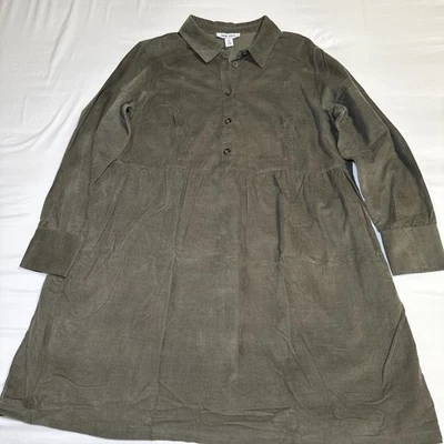 Vestido para mujer Nine West con bolsillos suave de pana verde oliva talla XXL NUEVO CON ETIQUETAS Foto 1 de 4