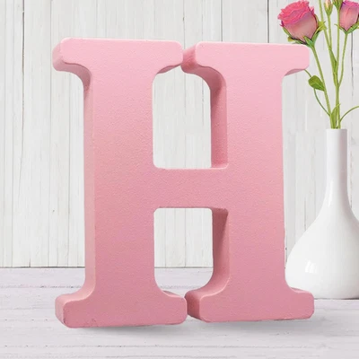 Letras de madera rosa de 6 pulgadas letras de madera sin terminar para pie decorativo de pared  Foto 1 de 4