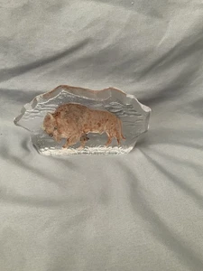 Vintage Kunst Glas Bison Büffel Figur Briefbeschwerer  - Bild 1 von 5