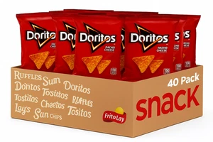 (40 Pack) Doritos Classic Nacho Cheese Whole Corn Tortilla Chips Snack Box, 1 Oz - Picture 1 of 9