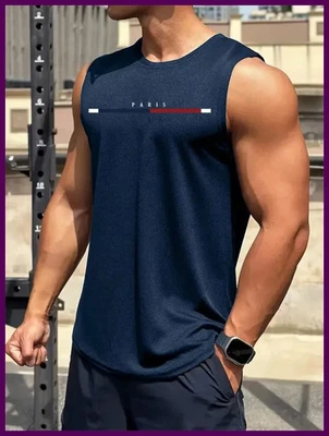 Летний новый трендовый мужской пуловер с круглым вырезом жилет сетчатый фитнес дышащий жилет. - Изображение 1 из 4