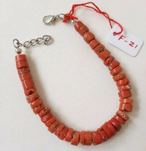 100 % natürliche italienische meerrote Koralle Fass Trommel Form Perlen Armband 9' Zoll. F-21  - Bild 1 von 5
