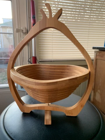 Harry & David Pear Contour Pear Collapsible Spiral Bowl Standing 13" tall Cover