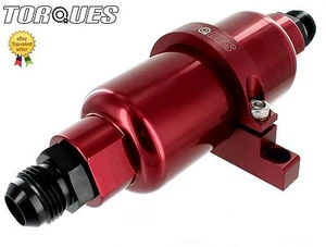 AN -10 (AN10 JIC -10) Red Billet Fuel Filter 10 Micron And Billet Cradle 5.5"x2" - Picture 1 of 2
