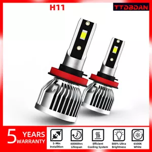 H8/H9/H11 LED Headlight Bulbs Kit High/Low Beam Super Bright 6000K Cold White - Picture 1 of 12