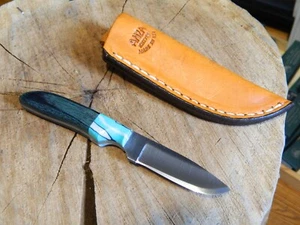 ANZA KNIFE Co.  WE HAVE 1- 6" FIXED BLADE WITH A MULTI-COLORED FINGER CUT LEA SH - Picture 1 of 12
