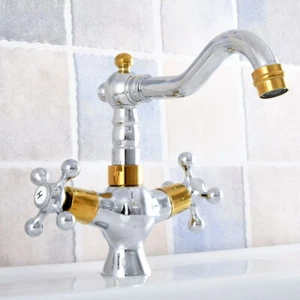 Silver Golden Brass Swivel Spout Basin Faucet Kitchen Bathroom Mixer Taps Dsf811 - Picture 1 of 11