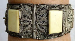 China Export filigree silver plated engraved yellow natural material bracelet - Picture 1 of 12