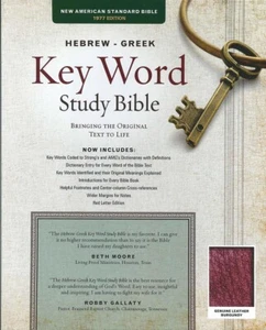 NASB77 Hebrew-Greek Key Word Study-Burgundy Genuine Leather - Picture 1 of 1