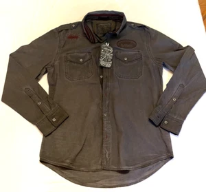 Affliction Mens L ACMC Garage Built Motors Long Sleeve Skull Shirt 110WV409 - Picture 1 of 3