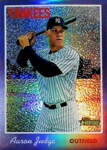 2019 TOPPS HERITAGE THC-499 AARON JUDGE HOT BOX PURPLE CHROME REFRACTOR YANKEES - Picture 1 of 2