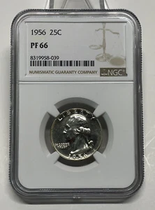 1956 Washington Quarter 25c NGC- PF66 90% Silver - Picture 1 of 4