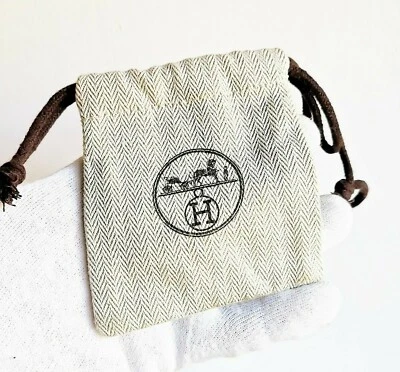 small dust bag HERMES case jewelry earrings ring sacca gemelli buckle belt oro Foto 1 de 3
