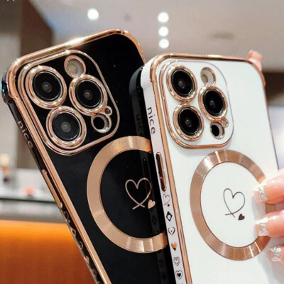 Linda Funda Magnética Amor Corazón Antigolpes para iPhone Samsung Magsafe Cubierta Suave Foto 1 de 4