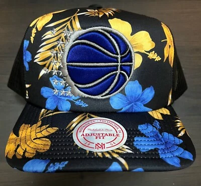 Mitchell & Ness Orlando Magic Floral Malla Espuma Camionero Sombrero Hombres OS Negro Snapback Foto 1 de 4