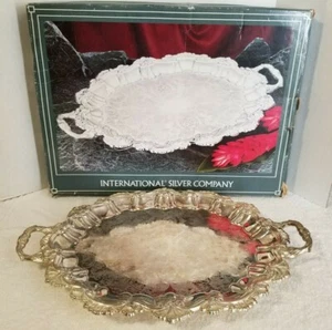 International Silver Co. Silverplated Chippendale Serving Tray 22" x 16 1/4"  - Picture 1 of 10