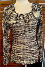 ALBERTO MAKALI Gray Ivory Open Knit Sweater Top Size S.                   P17326