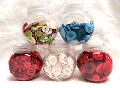 5 - Blumenthal Lansing Jar of Buttons Red, White, Blue & Mixed - Image 1 of 4