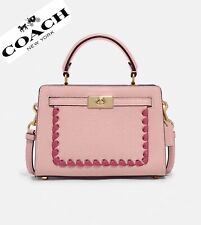 🔥NWT COACH MINI LANE TOP HANDLE WITH WHIPSTITCH GOLD/PINK LEATHER SHOULDER BAG