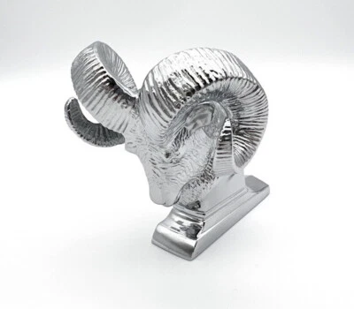 Universal Chrome Metal Ram Head Hood Ornament - Image 1 of 4