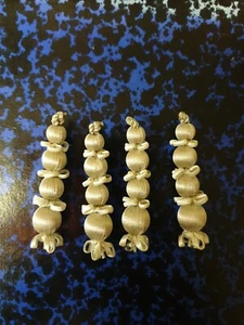 PASSEMENTERIE HOULES 2 PAAR 4 PERLEN UND KNOTEN FARBE CREME REF834PNC - Bild 1 von 1