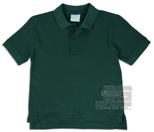 Boys Polo Shirt Short Sleeve 2 Button Uniform Cotton Pique Kids 6-12 JLGUSA NEW