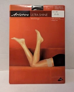 SEXY VINTAGE ARISTOC ULTRA SHINE STOCKINGS, SML/MED VAGUELY BLACK 10 denier New - Picture 1 of 4