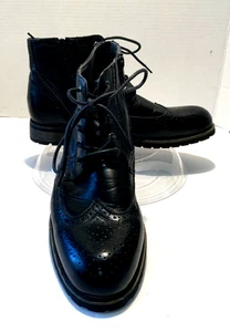 Steve Madden P-Remmmy schwarz Leder Schnürung/Reißverschluss Budapester Stiefeletten Herren Größe 9 - Bild 1 von 9